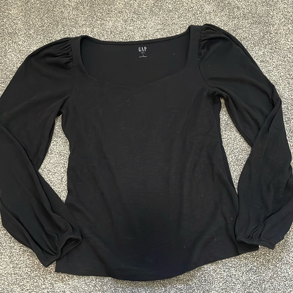 GAP Ribbed Puff Sleeve Sweetheart Top